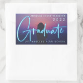 Neon Blue Graduate Foto Rechteckiger Aufkleber (Tasche)