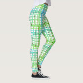 Neon Blue Green Kariert Leggings (Rechts)