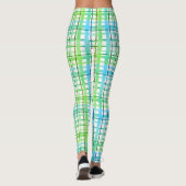 Neon Blue Green Kariert Leggings (Rückseite)