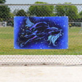 Neon Blue Horning bei Mondlicht Starry Night  Banner (Insitu)
