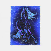 Neon Blue Horning bei Mondlicht Starry Night Fleecedecke (Vorderseite)