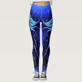 Neon Blue Horning bei Mondlicht Starry Night Leggings (Vorderseite)