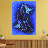 Neon Blue Horning bei Mondlicht Starry Night  Leinwanddruck (Insitu (Wohnzimmer))