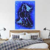 Neon Blue Horning bei Mondlicht Starry Night  Leinwanddruck (Insitu (Schlafzimmer))