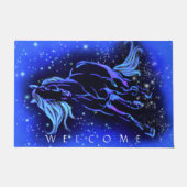 Neon Blue Horning bei Starry Night - Willkommen Fußmatte (Vorderseite)