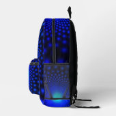 Neon Blue Lights auf Black Backpack Bedruckter Rucksack (Rechts)