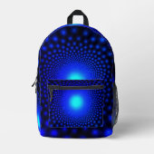 Neon Blue Lights auf Black Backpack Bedruckter Rucksack (Vorderseite)
