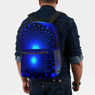 Neon Blue Lights auf Black Backpack Bedruckter Rucksack
