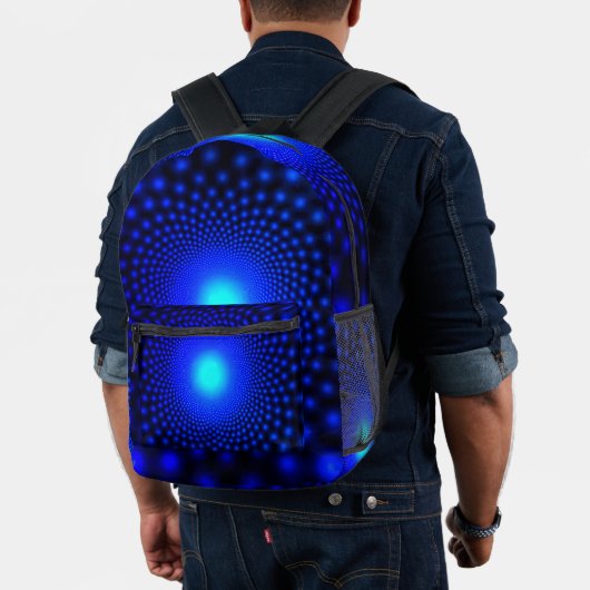 Neon Blue Lights auf Black Backpack Bedruckter Rucksack (Insitu (Modell))