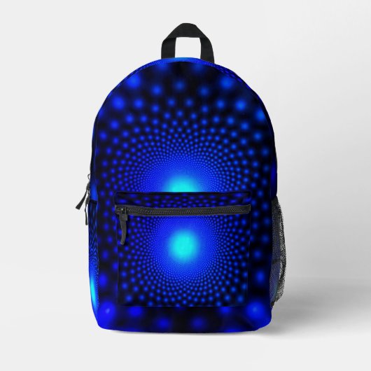Neon Blue Lights Backpack Bedruckter Rucksack (Vorderseite)