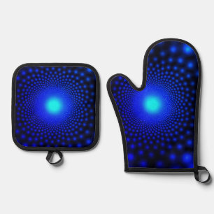 Neon Blue Lights Ofenhandschuh & Topflappen-Set