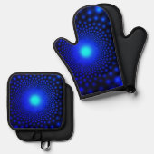 Neon Blue Lights Ofenhandschuh & Topflappen-Set (Vorderseite/Rückseite)
