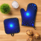Neon Blue Lights Ofenhandschuh & Topflappen-Set (Oben Unten)