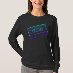 Neon Blue Lila Kassettenband für Frauen, lange Sch T-Shirt