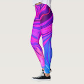 Neon Blue Lila Pink Abstraktes Muster Leggings (Links)
