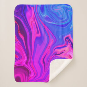 Neon Blue Lila Pink Abstraktes Muster Sherpadecke