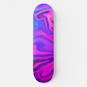 Neon Blue Lila Pink Abstraktes Muster Skateboard