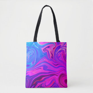 Neon Blue Lila Pink Abstraktes Muster Tasche