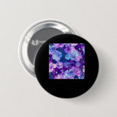 Neon Blue Lila Sparkling Blume Pattern - Whimsi Button (Vorne & Hinten)
