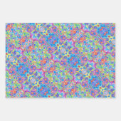 Neon Blue, Limon, Lila & Orange Swirbel Muster Geschenkpapier Set (Vorderseite)