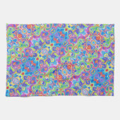 Neon Blue, Limon, Lila & Orange Swirbel Muster Geschirrtuch (Horizontal)