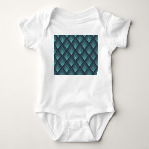 Neon Blue Op-Art Zickzack. Baby Strampler