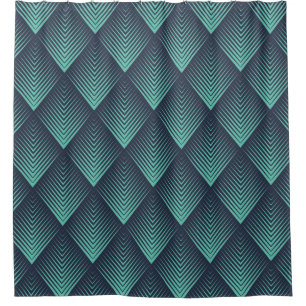 Neon Blue Op-Art Zickzack. Duschvorhang