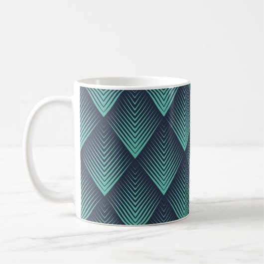 Neon Blue Op-Art Zickzack. Kaffeetasse (Links)