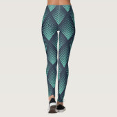 Neon Blue Op-Art Zickzack. Leggings (Rückseite)