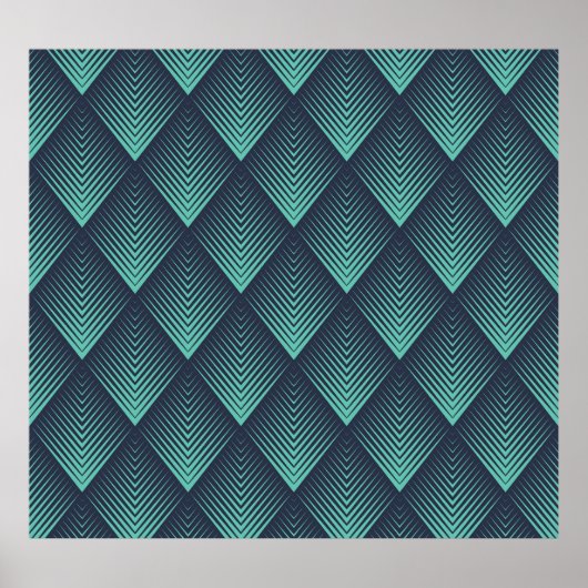 Neon Blue Op-Art Zickzack. Poster (Vorne)