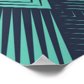 Neon Blue Op-Art Zickzack. Poster (Ecke)