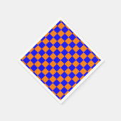 Neon Blue Orange Checkered Checkerboard Vintag Serviette (Ecke)