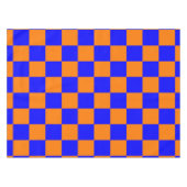 Neon Blue Orange Checkered Checkerboard Vintag Tischdecke (Vorderseite (Horizontal))