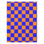 Neon Blue Orange Checkered Checkerboard Vintag Tischdecke (Vorderseite)