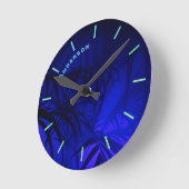 Neon BLUE PALM Personalisierte Mauer Runde Wanduhr (Winkel)