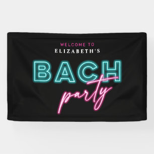 Neon Blue & Pink Bach Party Willkommen Banner