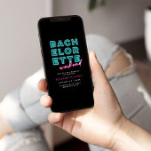 Neon Blue & Pink Bachelorette Wochenende Einladung