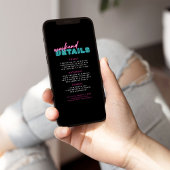 Neon Blue & Pink Bachelorette Wochenende Einladung