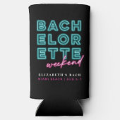 Neon Blue & Pink Bachelorette Wochenende Selters Dosenkühler (Rückseite)