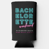 Neon Blue & Pink Bachelorette Wochenende Selters Dosenkühler (Vorderseite)
