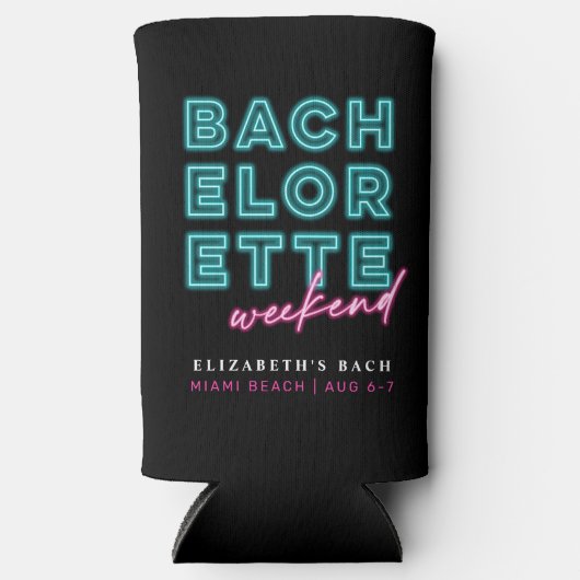 Neon Blue & Pink Bachelorette Wochenende Selters Dosenkühler (Vorderseite)