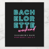 Neon Blue & Pink Bachelorette Wochenende Weinetikett (Einzelnes Label)