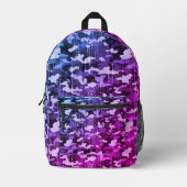 Neon Blue Pink Camo Pattern Bedruckter Rucksack (Vorderseite)