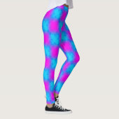 Neon Blue & Pink Checkered Pattern Leggings (Rechts)