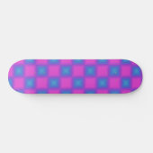 Neon Blue & Pink Checkered Pattern Skateboard (Horizontal)