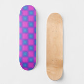 Neon Blue & Pink Checkered Pattern Skateboard (Vorderseite)