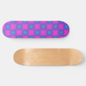 Neon Blue & Pink Checkered Pattern Skateboard (Horizontal)
