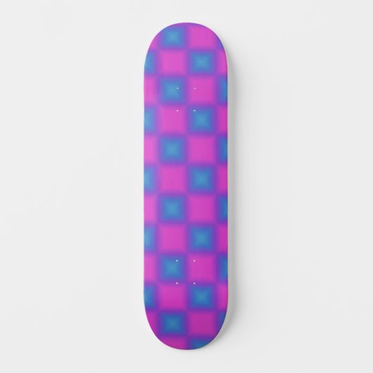 Neon Blue & Pink Checkered Pattern Skateboard (Vorderseite)