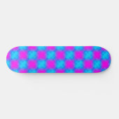 Neon Blue & Pink Checkered Pattern Skateboard (Horizontal)