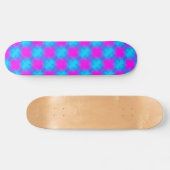 Neon Blue & Pink Checkered Pattern Skateboard (Horizontal)